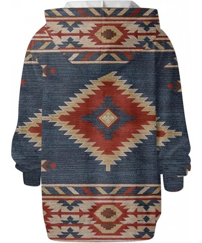 Women's Western Aztec Ethnic Style Hooded Sweatshirts Casual Folk Pullover Long Sleeve Pocket Hoodies 03 Navy $10.72 Hoodies ...