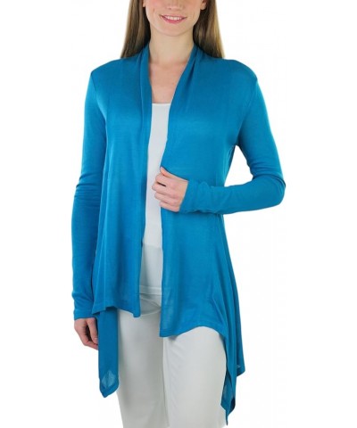 Women's Long Sleeve Open Front Lightweight Cardigan Shawl Style Extra Long - Jade $10.99 Sweaters