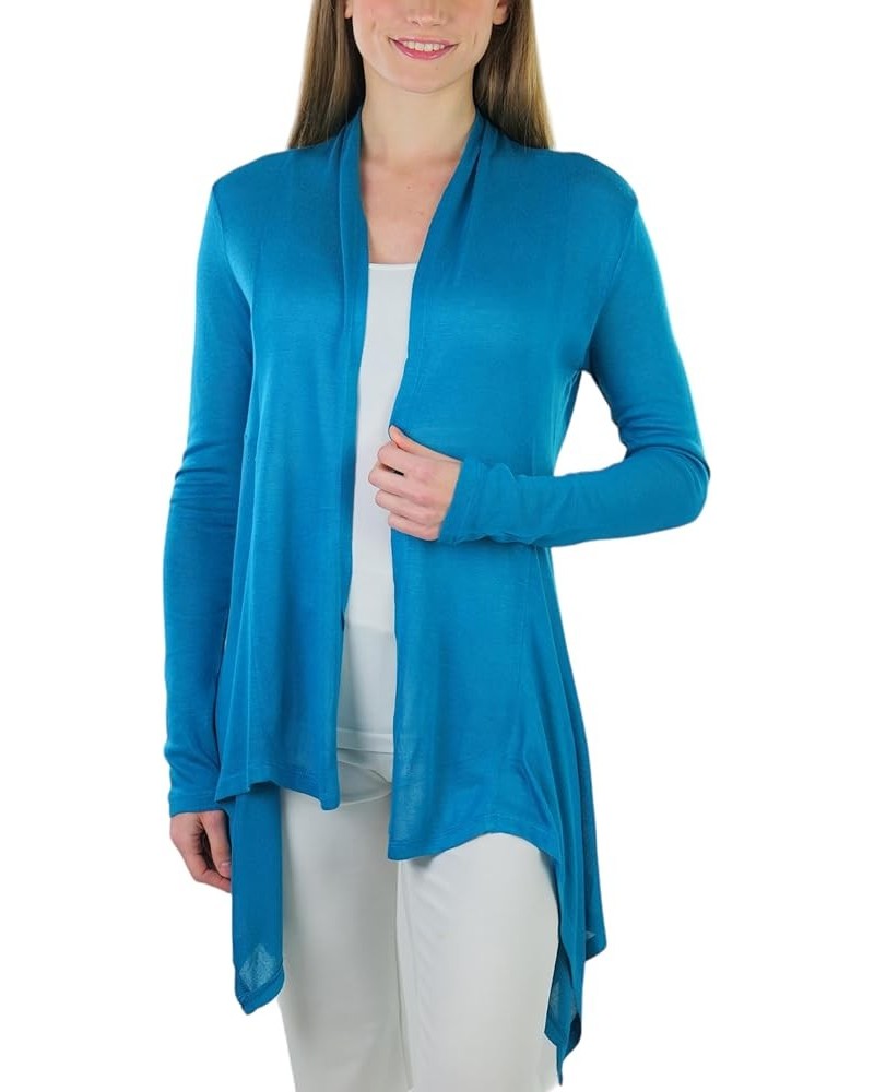 Women's Long Sleeve Open Front Lightweight Cardigan Shawl Style Extra Long - Jade $10.99 Sweaters