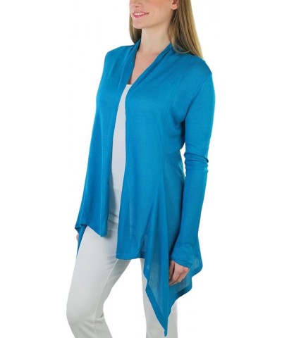 Women's Long Sleeve Open Front Lightweight Cardigan Shawl Style Extra Long - Jade $10.99 Sweaters