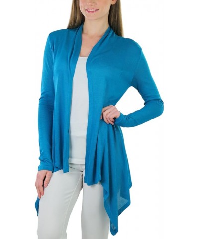 Women's Long Sleeve Open Front Lightweight Cardigan Shawl Style Extra Long - Jade $10.99 Sweaters