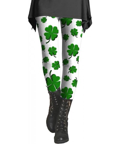 St. Patrick's Day Women's Irish Green Shamrock Leggings Clover Printed Stretchy Yoga Pants High Waisted Saint Tights 3-yellow...