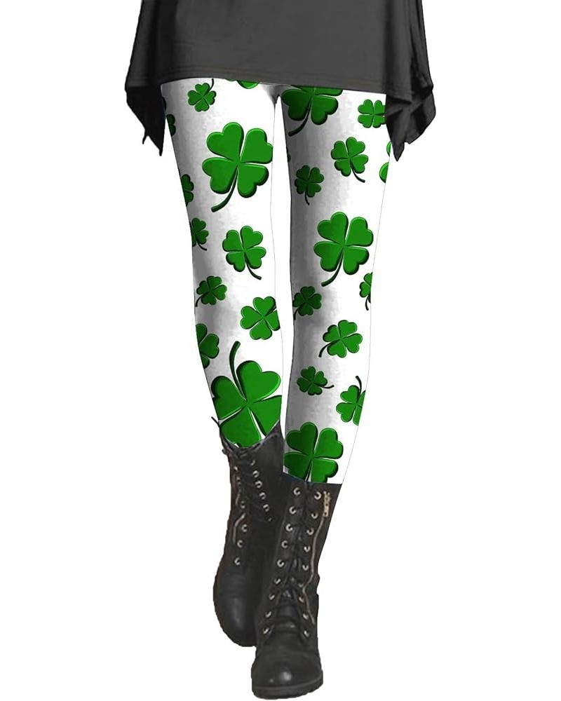 St. Patrick's Day Women's Irish Green Shamrock Leggings Clover Printed Stretchy Yoga Pants High Waisted Saint Tights 3-yellow...