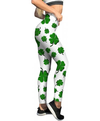 St. Patrick's Day Women's Irish Green Shamrock Leggings Clover Printed Stretchy Yoga Pants High Waisted Saint Tights 3-yellow...