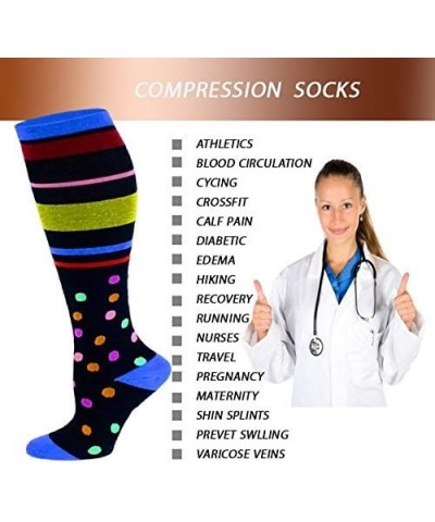 6 Pairs Pack Women Travelers, Anti-Fatigue, Graduated Compression Knee High Socks 9-11 Assorted Printed 1 $14.35 Activewear