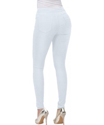 High Waisted-Rise Colored Stretch Skinny Distressed Jeans for Women Comfy Tapered Fit Denim Jeggings A white $8.32 Jeans