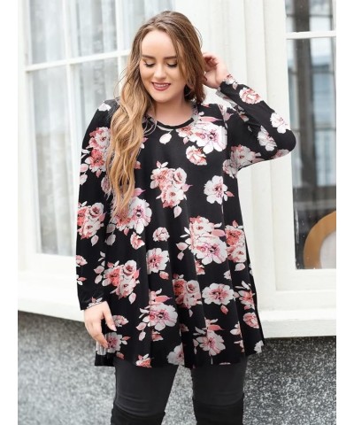 Plus Size Tunic Tops Long Sleeve Shirts for Women Swing Flowy Loose Fit Clothes for Leggings A-black04 $8.69 Tops