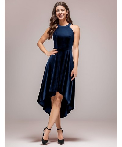 Women's Halter Cocktail Party Dresses Hi-Lo Velvet Dress for Women Formal Wedding Guest Evening Dress Navy $21.31 Dresses