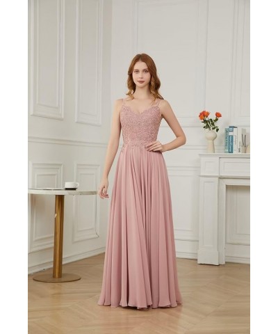 V-Neck Bridesmaid Dresses for Women 2024 Lace Appliques Chiffon Prom Dress Formal Evening Party Gowns Burgundy $33.79 Dresses