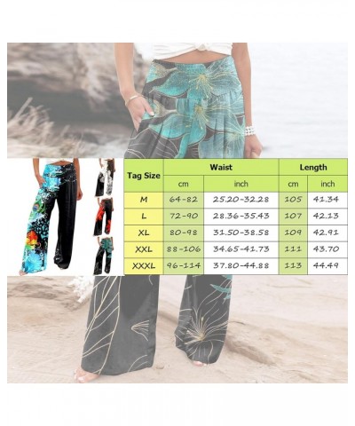 Wide Leg Pants for Women High Waist Linen Elastic Dressy Casual Palazzo Lounge Pant Trousers with Pocket 04-red $4.39 Leggings