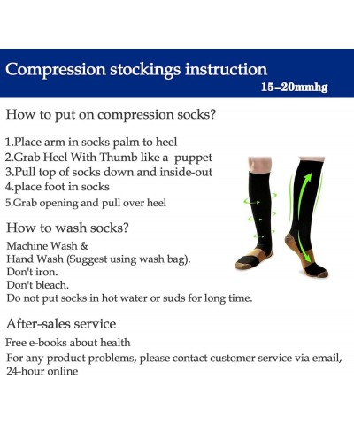 Graduated Copper Compression Socks for Men & Women Circulation 8 Pairs 15-20mmHg - Best for Running Athletic Cycling 04 4 Bla...