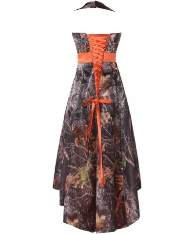 Halter Outdoor Camo Formal Dresses Reception Prom Bridesmaid Dress High Low Muddy and Burgundy $49.05 Dresses