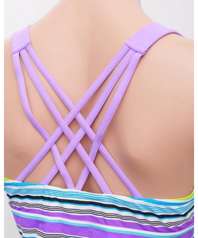 Womens Cubana Suspend Tankini Top - Tankini Bathing Suits for Women with Crisscross Straps and Built-in Soft Cups Hydrangea $...