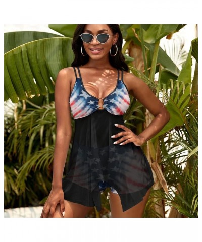 Women American Flag Two Piece Bikini Set Swimsuit Swimwear Bathing Suit Tankini Beach Style $18.30 Swimsuits