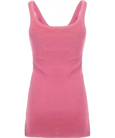 Women's Slim Fit V-Neck Long Tank Tops Sleeveless Stretch Knit 07-pink $9.45 Tops