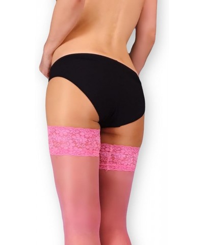 Sheer Thigh High Stockings for Women Lingerie Pantyhose Nylons for Women Pink $16.26 Socks