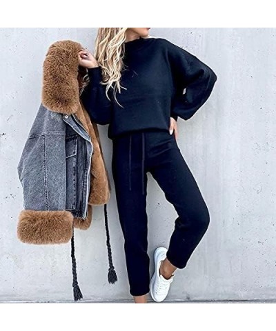 Sweat Suit for Women 2 Piece Set Plus Size Tops Crewneck Sweatshirts With Lounge Baggy Sweatpants Fall Fclothes 2023 3-dark B...