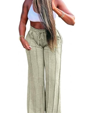 Women's Wide Leg High Waisted Casual Flowy Straight Leg Pants 722 Grey $19.94 Pants