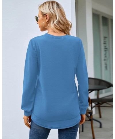 Sweatshirts for Women Casual Long Sleeve Crewneck Shirts Tunic Tops 02blue $14.57 Hoodies & Sweatshirts