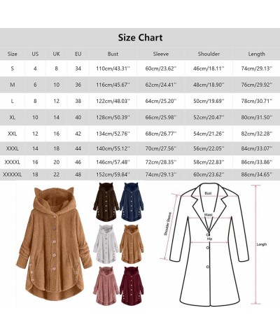 Fleece Jacket Women Fuzzy Fleece Open Front Hooded Fall Winter Shaggy Warm Winter Cardigan Coat Parkas Coats 0388-aeqss-wine-...