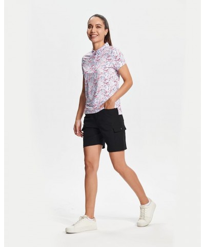 Womens Golf Polo Collared Shirts Outfit for Women Short Sleeve Lightweight Moisture Wicking Quick Dry Print Work Shirt P - Sp...