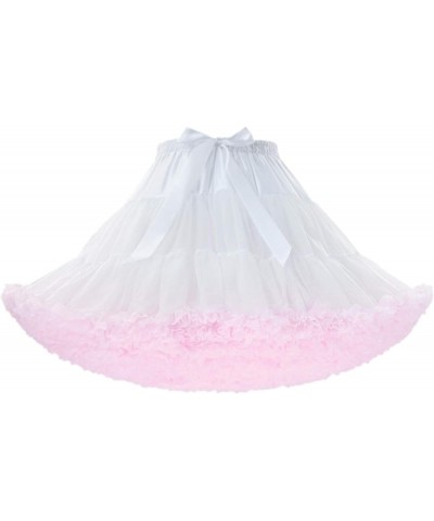 Women's Elastic Waist Chiffon Petticoat Puffy Tutu Tulle Skirt Princess Ballet Dance Pettiskirts Underskirt White_pink $12.50...