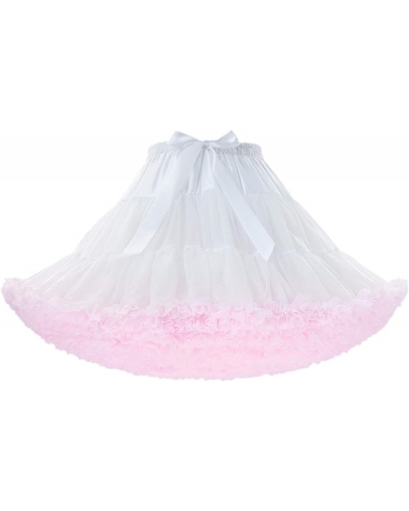 Women's Elastic Waist Chiffon Petticoat Puffy Tutu Tulle Skirt Princess Ballet Dance Pettiskirts Underskirt White_pink $12.50...