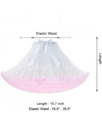 Women's Elastic Waist Chiffon Petticoat Puffy Tutu Tulle Skirt Princess Ballet Dance Pettiskirts Underskirt White_pink $12.50...