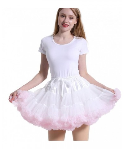 Women's Elastic Waist Chiffon Petticoat Puffy Tutu Tulle Skirt Princess Ballet Dance Pettiskirts Underskirt White_pink $12.50...