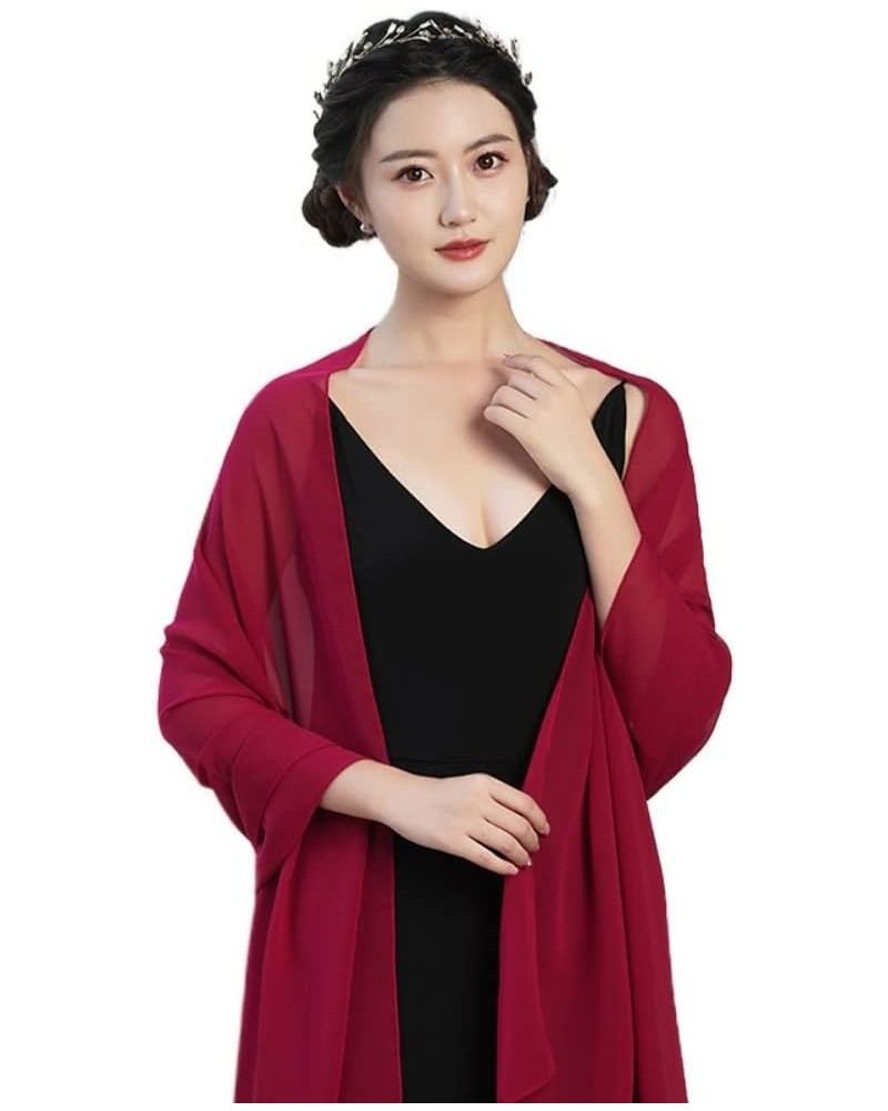 Women's Long Chiffon Shawl Scarf Accessory for Prom Evening Dress Beach Wrap Burgundy One $8.09 Dresses