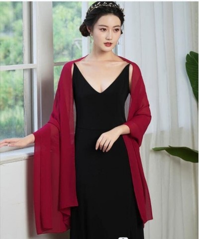 Women's Long Chiffon Shawl Scarf Accessory for Prom Evening Dress Beach Wrap Burgundy One $8.09 Dresses