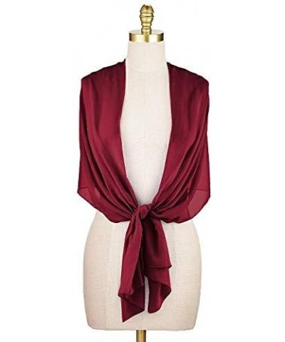 Women's Long Chiffon Shawl Scarf Accessory for Prom Evening Dress Beach Wrap Burgundy One $8.09 Dresses