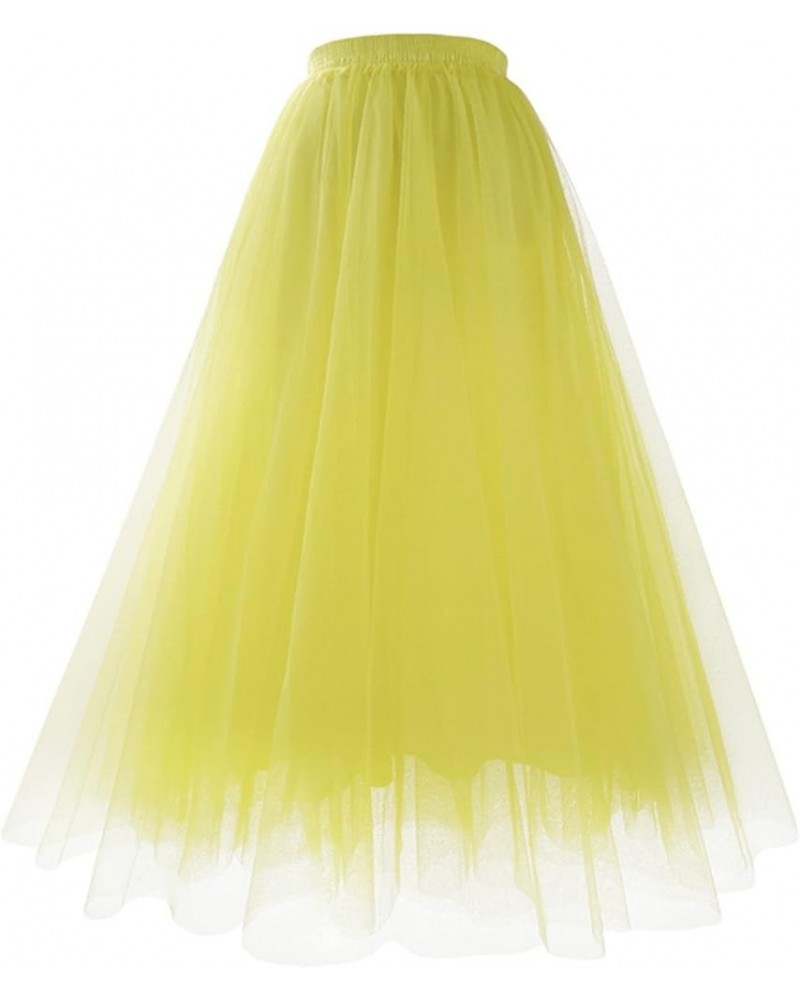 Women's Solid Tutu Skirts A Line Tulle Dress for Women Layered Short Prom Party Midi Skirt Knee Length Adult Dress Yellow $10...