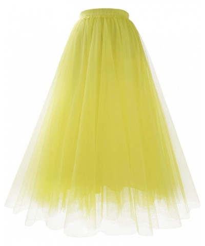 Women's Solid Tutu Skirts A Line Tulle Dress for Women Layered Short Prom Party Midi Skirt Knee Length Adult Dress Yellow $10...