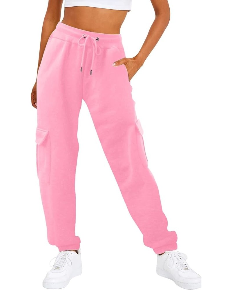 Women Baggy Sweatpants Cinch Bottom Joggers Pants High Waisted Elastic Athletic Fit Lounge Trousers with Pockets Pink $9.34 A...