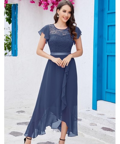 Formal Dresses for Women 2024 Wedding Guest with Slit Cocktail Elegant Lace Long Prom Dress Grayish Purple $33.05 Dresses