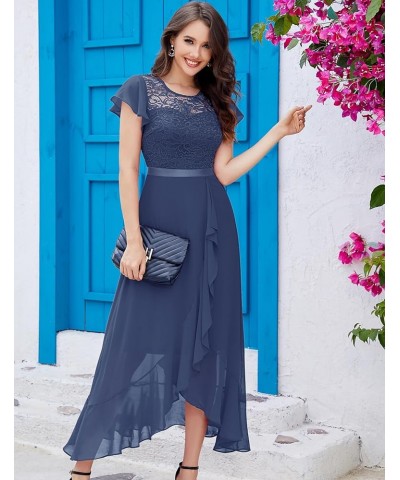 Formal Dresses for Women 2024 Wedding Guest with Slit Cocktail Elegant Lace Long Prom Dress Grayish Purple $33.05 Dresses