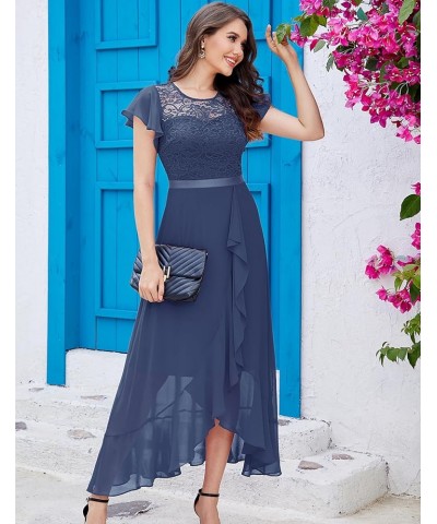 Formal Dresses for Women 2024 Wedding Guest with Slit Cocktail Elegant Lace Long Prom Dress Grayish Purple $33.05 Dresses