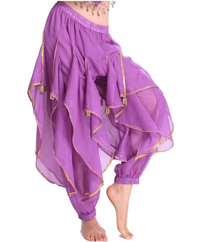 Belly Dance Harem Pants Tribal Arabic Halloween Pants with Gold Trim US0-14 Purple $9.65 Pants