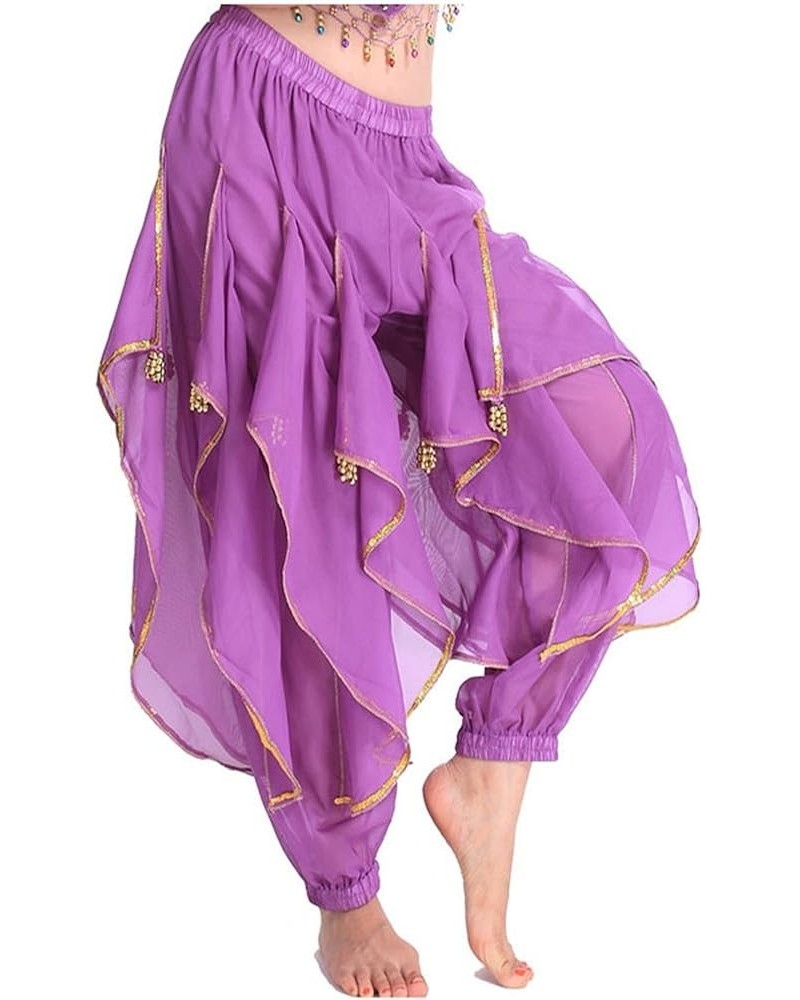 Belly Dance Harem Pants Tribal Arabic Halloween Pants with Gold Trim US0-14 Purple $9.65 Pants