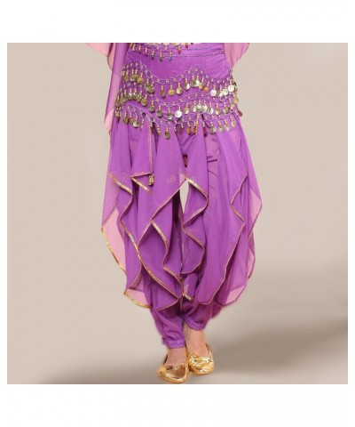 Belly Dance Harem Pants Tribal Arabic Halloween Pants with Gold Trim US0-14 Purple $9.65 Pants