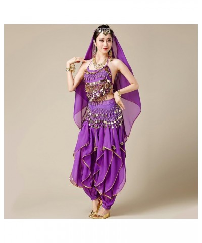 Belly Dance Harem Pants Tribal Arabic Halloween Pants with Gold Trim US0-14 Purple $9.65 Pants