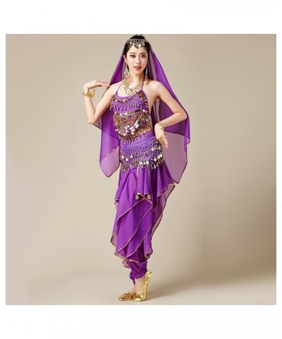 Belly Dance Harem Pants Tribal Arabic Halloween Pants with Gold Trim US0-14 Purple $9.65 Pants