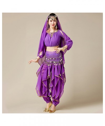 Belly Dance Harem Pants Tribal Arabic Halloween Pants with Gold Trim US0-14 Purple $9.65 Pants