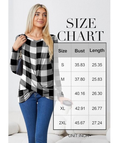 Women's Long Sleeve Tops 2024 Fall Winter Fashion Tunics Casual Front Twist T-Shirt V Neck Tunics Tops Bw-floral $12.59 Tops