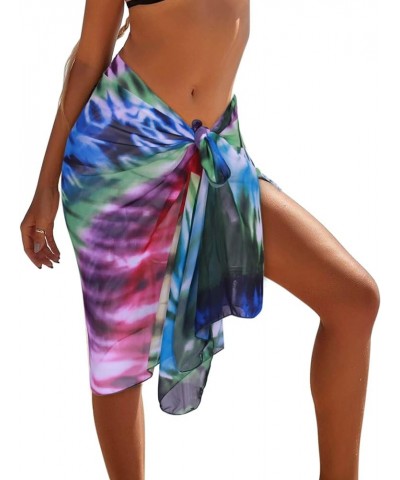 Women's Short Sarong Wrap Swimsuit Skirt Bikini Swimwear Beach Wrap Shirts 004-rainbow $9.51 Swimsuits