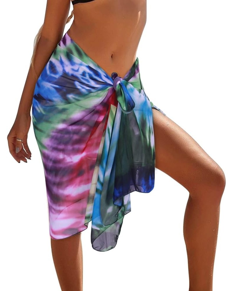 Women's Short Sarong Wrap Swimsuit Skirt Bikini Swimwear Beach Wrap Shirts 004-rainbow $9.51 Swimsuits