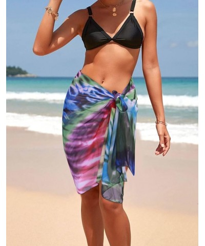 Women's Short Sarong Wrap Swimsuit Skirt Bikini Swimwear Beach Wrap Shirts 004-rainbow $9.51 Swimsuits