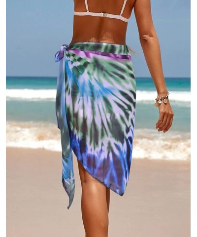 Women's Short Sarong Wrap Swimsuit Skirt Bikini Swimwear Beach Wrap Shirts 004-rainbow $9.51 Swimsuits