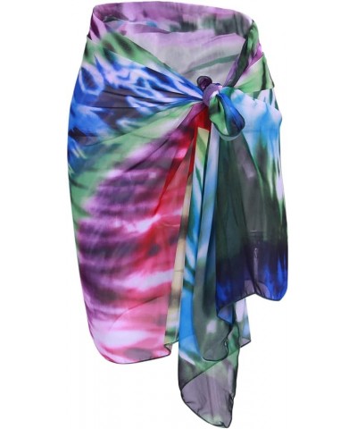 Women's Short Sarong Wrap Swimsuit Skirt Bikini Swimwear Beach Wrap Shirts 004-rainbow $9.51 Swimsuits